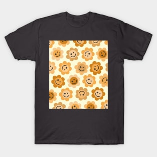 Oranger Orange Flower Happy Faces T-Shirt